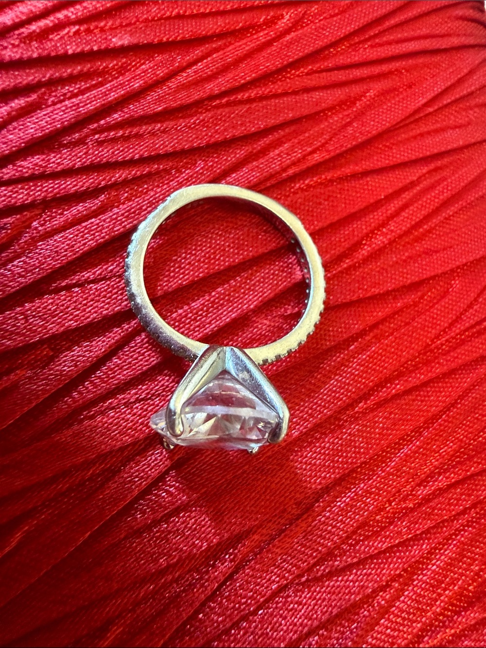 S. Silver 925  / Moissanite?!/ Solitaire Ring with Clear Gem - Women's Jewelry